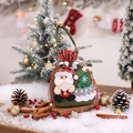 Bolsa de regalo de Navidad de yute verde con Papá Noel 3D y cordón rojo ajustable - Papá Noel / Verde