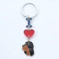 Close-up of I Love Dog metal enamel keychain with heart and canine charm pendants - Cartoon Dog Head (11)