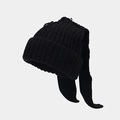 Elegante gorro de punto negro con lindas orejas largas de conejo para mujer y niña - M (56-58cm) / Negro