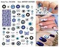 Detailed evil eye nail stickers with dreamcatchers and butterfly patterns on real nails - WG896