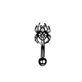 Black spider eyebrow piercing jewelry with green crystals and curved stainless steel bar - Spider Curved Barbell (#7)