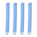 Set of four light blue heatless hair curlers with soft velvet texture and elastic hooks - 4 Piece Set / Blue