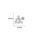 Silver triangle stud earring with star frame and iridescent gem, size 0.87cm by 0.93cm - Silver #9