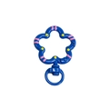 Blue flower-shaped spring clasp with pink stripes and yellow dots for DIY keychains - Hand-painted Sapphire