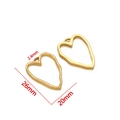 Detailed view of gold irregular heart-shaped metal pendant frames for DIY jewelry - Single Hanging Pressed Flat Line Heart (F2231) / 26*20mm (ai-5 Pieces/Pack) / Gold