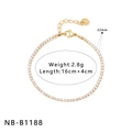 Adjustable golden cubic zirconia tennis bracelet with lobster clasp and 16cm plus 4cm chain - Round White Zircon Tennis Bracelet (NB-B1188)