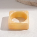 Macro side view of a minimalist cream square resin bangle with cloud-like textures - Wide Square Marble Texture Resin Bangle / Bracelet-Silver Color