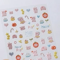 Stickers ongles 3D MN-408F motif cochons roses, étoiles et motifs de desserts sucrés - Style Cochon de Dessin Animé en Relief 3D (MN-408F)