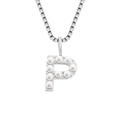 Elegant titanium steel box chain necklace featuring a pearl-inlaid letter P pendant - P-Steel Color