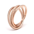 Frosted rose gold stainless steel interlocking triple band ring for couples - US 6 / Rose Gold