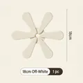 Cream white Christmas tree silicone placemat in flower shape, 18cm diameter size - Single Piece Beige White