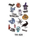 Waterproof Halloween temporary tattoo stickers with colorful pumpkin and bat designs - Th-420 / 210*148mm