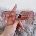 Gafas de sol cuadradas oversize rosas con montura transparente para mujer - Marco Rosa Degradado Rosa