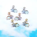 Detailed view of six floral spiral earrings in gold, silver, and rose gold finishes - Blue Opal Style (EGD0173 Blue) / Gold