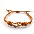 Handgefertigtes braunes Webarmband mit Holzperlen und verstellbarem Kordelzug - Kaffee Armband