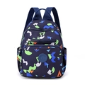 Navy blue casual nylon backpack featuring vibrant geometric abstract prints and front zip pocket - Digital Kingdom
