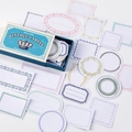 Lot de stickers en papier vintage en boîte bleue pour scrapbooking et décoration - Notes de Message