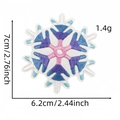 Detail view of colorful snowflake embroidery patch with size dimensions 7cm x 6.2cm - Snowflake Patch 35#