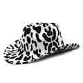 Dettaglio della trama con stampa mucca bianca e nera sul cappello da cowboy in feltro - M (56-58cm) / Stampa mucca