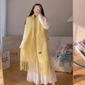 Bufanda larga amarilla suave con flecos de imitación de cachemira cálida para invierno - Amarillo Oca