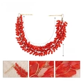 Cerchietto da sposa rosso con cristalli acrilici, filo dorato e misure del prodotto - HS-J7004GRED / Oro+Rosso