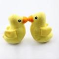 Pair of yellow plush duck toys with orange beaks for dog chewing and teething - Yellow Duck