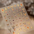 Adesivi per unghie m-1324 stile antico con fenice dorata e motivi di farfalle - Motivo Fenice Dorata-Oro Colorato (Con Colla Gelatina)