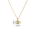Golden Evil Eye necklace with blue crystals and measurement specs of 12.2mm by 7.4mm - Evil Eye A1626