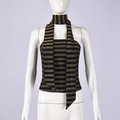 Detalle del top halter de punto metálico con bufanda a juego en rayas doradas y negras - S / Oro Negro