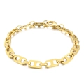Bracciale in acciaio inossidabile dorato con maglie ovali piatte e chiusura a moschettone - Stile Naso di Maiale Oro (KB160633-Z) / Oro