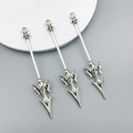 Tre ciondoli a forma di lancia in argento antico per creazione di gioielli fai-da-te - Lancia 13x69mm/Argento Antico