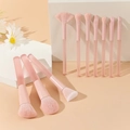 Set of 11 pink makeup brushes with soft synthetic bristles and transparent handles - Large Candy Pink / 10 Pcs + OPP Bag