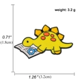 Cartoon yellow stegosaurus enamel pin with dimensions 3.2x1.8cm and 3.2g weight - Yellow Stegosaurus with Magnifier