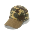 Berretto da baseball mimetico invernale in calda lana d'agnello e tesa marrone a coste - M (56-58cm) / Mimetico Verde Marrone Patchwork Caffè Scuro (D)