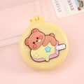Yellow folding hairbrush with mirror featuring a cute 3D cartoon bear on an ice pop - Yellow Ice Cream Bear