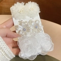 Tre paia di eleganti orecchini a fiore bianco con perle e dettagli in cristallo - 5# Bianco (Perno in argento)