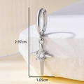Orecchini a cerchio con croce in argento e zirconi, 2,97 cm per 1,05 cm - Stile Ciondolo a Croce (A312-1) / Bianco (Pezzo singolo)