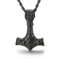 Colgante de Martillo de Thor Mjölnir en negro con grabados de nudos celticos y cadena - Colgante Negro (KP96348)