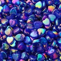 Blue-purple iridescent heart beads with AB coating for handmade jewelry DIY making - Royal Blue Heart / 19g/Pack (Approx. 100pcs)