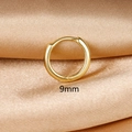 Detail view of 9mm gold hoop earring with smooth finish on champagne silk fabric - 1PC / 9mm / Gold