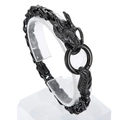 Bracelet tête de dragon en acier inoxydable noir pour homme avec chaîne byzantine et fermoir - Tête de Dragon Noire (KB164519-Z)