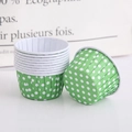 Green disposable cupcake liner with white polka dots for high temperature baking - Green White Polka Dot