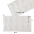 Detail showing dimensions of 10-cavity oval silicone mold for banana mousse and jelly cakes - 10-Cavity Mango