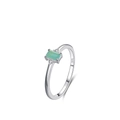 Ring aus S925 Sterlingsilber mit rechteckigem grünen Edelstein und Diamantakzenten - US-Größe 5 / Silber