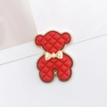 Red quilted bear accessory with a gold bow and metallic edge for jewelry DIY - Bowknot Bear(D1753) / Red