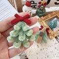 Handcrafted green Christmas tree hair clip with red bow and gold beads for holiday outfits - Light Color Christmas Tree Fridge Magnet / Approximately 5.8cm In Height