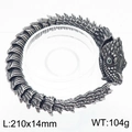 Bracciale drago retrò in acciaio per uomo con occhi verdi e finitura ossidata - Stile Drago Vintage 210mm (KB170308-MZOZ)