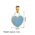Colgante de corazón en esmalte azul con marco de acero inoxidable dorado, 2,4 cm por 2,0 cm - Dorado