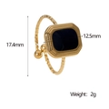 Detail eines goldenen quadratischen Rings mit schwarzem Stein und Maßangaben in mm - Schwarz (JR669)