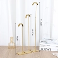 Golden metal bag stands in three heights 36cm 46.5cm 61.5cm on wooden table - Necklace Stand Large / Gold